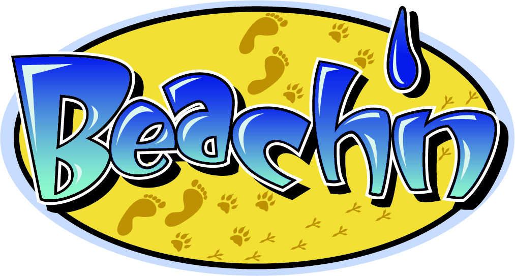 blue beachn logo with human and animal footprints